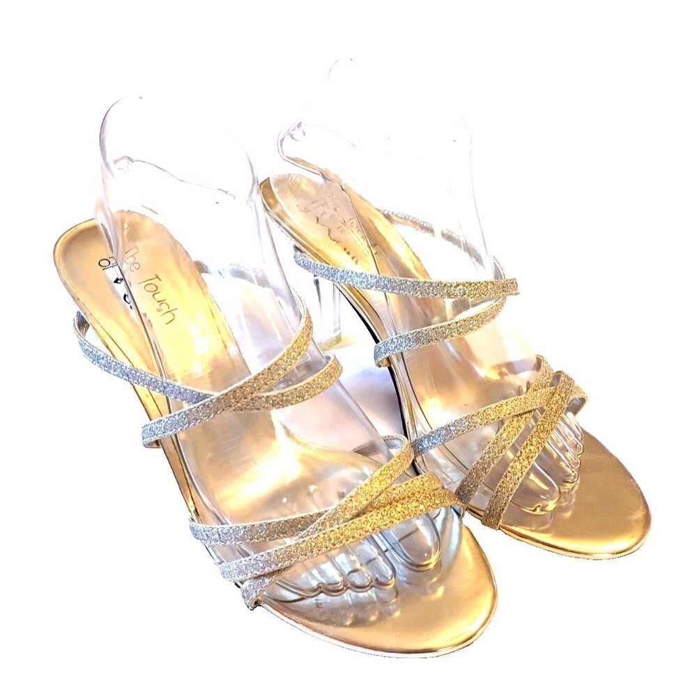 Touch Of Nina Chillis Silver Strappy Heels with Clear Lucite Heels Size 10